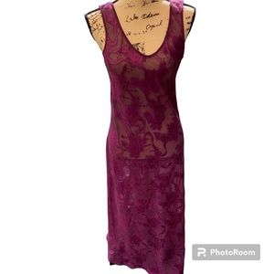 Victoria’s Secret Plum Long Gown,  SIZE P, Sheer Damask